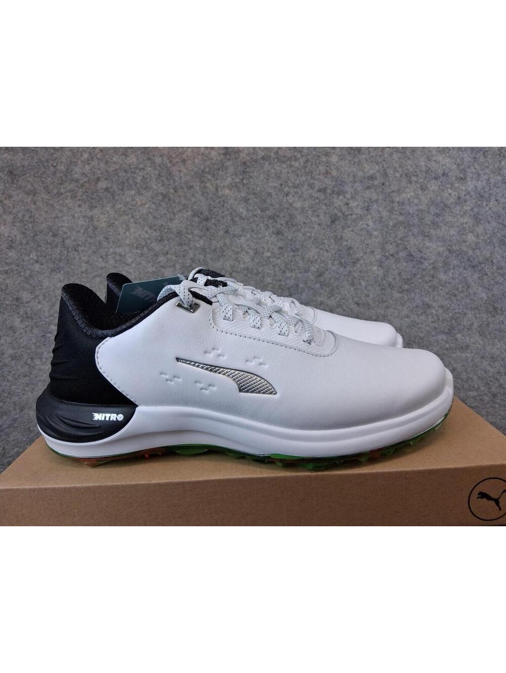 Size 7 - Puma Phantomcat Nitro Wide Mens Golf Shoe White Green 31061401